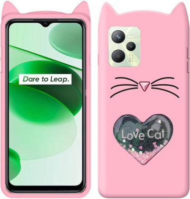 A3sprime Back Cover for realme C35, |Soft Silicon with Drop Protective & 3D Heart Love Cat Shaped Case|(Pink, 3D Case, Silicon, Pack of: 1)