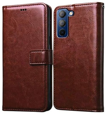 Takshiv Deal Flip Cover for Tecno Pop 5 Pro(Brown, Dual Protection, Pack of: 1)