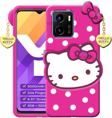 SUNSHINE Back Cover for Vivo Y15s Hello Kitty Mobile Back Cover| 3D Cute Kitty|with Heart Pendant(Pink, Flexible, Pack of: 1)