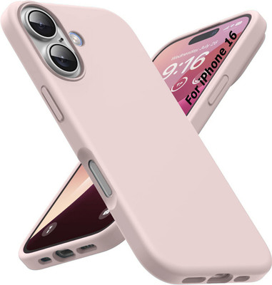 VONZEE Back Cover for iPhone 16 Case 6.1 inches, Liquid Silicone 3 Layers Soft Gel Rubber Microfiber Lining Case(Pink, Shock Proof, Silicon, Pack of: 1)