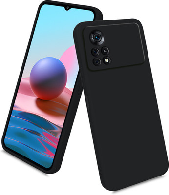 MobiLooks Back Cover for POCO X4 Pro 5G, Liquid Silicone Case inner Microfiber Cloth(Black, Camera Bump Protector, Silicon, Pack of: 1)