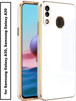 RESOURIS Back Cover for Samsung Galaxy A30, Samsung Galaxy A20, Samsung A20, Samsung A30(White, Gold, Camera Bump Protector, Silicon, Pack of: 1)