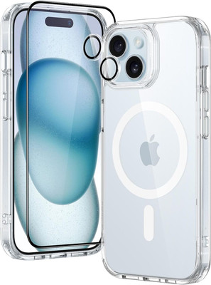 STP FEEL Tempered Glass Guard for iPhone 15 Plus 5G | Screen Protector Guard with Magsafe Back Cover & Camera Ring Lens Protector(Pack of 1)