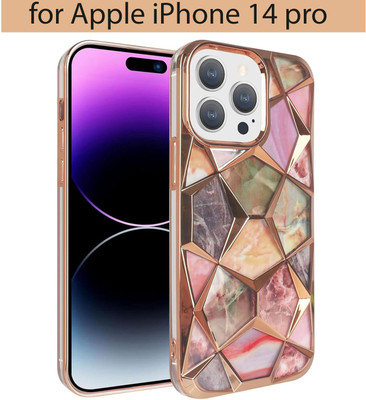 Good One Back Cover for Apple iPhone 14PRO Luxury 3D Diamond Design Women & Girls(Gold, Shock Proof, Silicon, Pack of: 1)