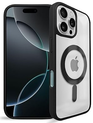 MOBIDEER Back Cover for Apple iPhone 16 Pro Max, Compatible with MagSafe | Not Yellowing & Scratch-Resistant(Black, Magsafe, Pack of: 1)