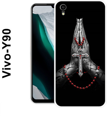 MOBIFLY Back Cover for Vivo Y90, Cross, Jesus, Hand, God, 471(Grey, Flexible, Pack of: 1)