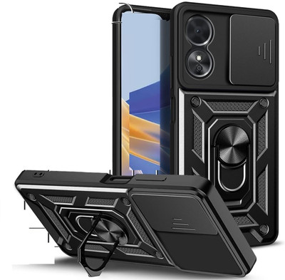 Kypo Back Cover for Oppo A17(Black, Slider, Pack of: 1)