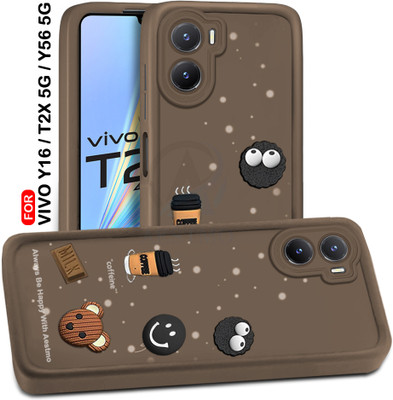 AESTMO Back Cover for Vivo Y16, Vivo Y56, Vivo T2X 5G(Brown, Dual Protection, Silicon, Pack of: 1)