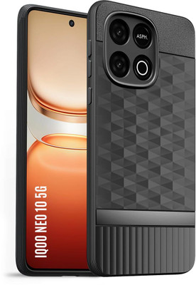 LOGELI Back Cover for iQOO Neo 10 5G / Vivo Y300 GT 5G, Soft Grip 3D Hexa Cube Design, Protective Bumper Case(Black, Flexible, Silicon, Pack of: 1)