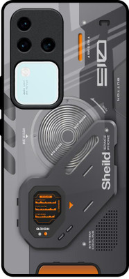 QRIOH Glass Back Cover for Vivo V30 Pro 5G(Grey, Grip Case, Pack of: 1)