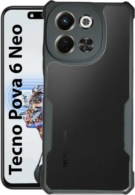 Finaux Back Cover for Tecno POVA 6 Neo(Black, Transparent, Dual Protection, Pack of: 1)