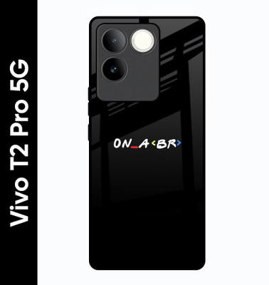 QRIOH Glass Back Cover for Vivo T2 Pro 5G(Black, Grip Case, Pack of: 1)