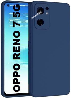 Coverskart Liquid Silicone Back Cover for Oppo Reno 7 5G, Silky-Soft Touch Full Body Protection Shockproof Case(Blue, Camera Bump Protector, Silicon, Pack of: 1)