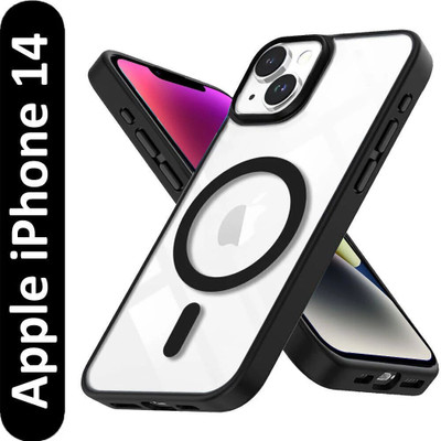 SANJU Back Cover for Apple iPhone 14(Black, Transparent, Dual Protection, Pack of: 1)