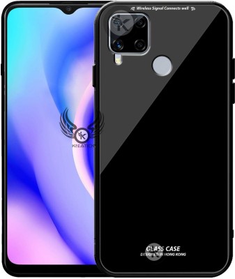 Kreatick Back Cover for REALME-C15, Luxurious 9H Toughened Glass Back Case Shockproof TPU Bumper(Black, Dual Protection, Pack of: 1)