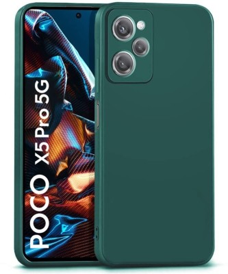 S-Hardline Back Cover for Poco X5 Pro 5G, Microfiber Cloth Cushion Protective Shockproof Plain Silicon(Green, Pack of: 1)