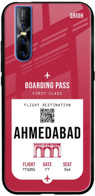 QRIOH Ahmedabad City Glass Back Cover for Vivo V15 Pro(Red, Grip Case, Pack of: 1)