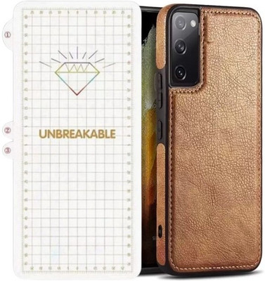 A3sprime Edge To Edge Screen Guard for SAMSUNG Galaxy S20 FE 5G, with Soft TPU Artificial Leather Back Cover, (Color - Brown)(Pack of 2)