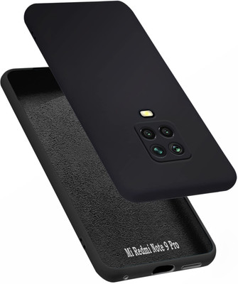 VAPRIF Back Cover for Mi Redmi Note 9 Pro, Matte Rubberized Soft Silicone Protective Cloth Inside(Black, Dual Protection, Pack of: 1)