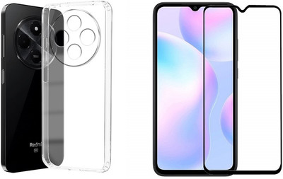 NIMMIKA ENTERPRISES Back Cover for Poco M7 5G Back Cover & Tempered Glass(Transparent, Shock Proof, Pack of: 1)