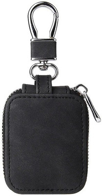 KHR Back Cover for Car Key | Key Chain Bag | Auto Remote Keyring Wallet Genuine Leather Car Remote Key Case(Black, Dual Protection, Pack of: 1)