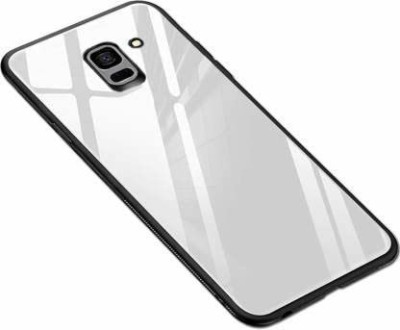 Caseworm Back Cover for Samsung Galaxy A8 Plus Toughened Glass Back Soft Silicon Sides Case(White, Grip Case, Pack of: 1)