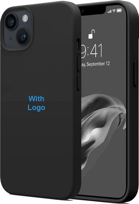 Systek Back Cover for Apple iPhone 15 Plus, Apple iPhone 14 Plus, Slim Soft Liquid Gel Silicone With Logo, Cloth, Black(Black, Camera Bump Protector, Pack of: 1)