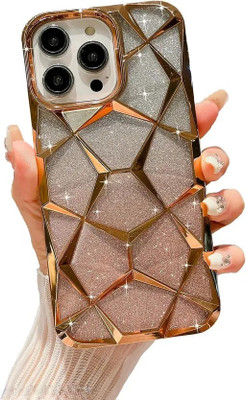 Rakulo Back Cover for Apple Iphone 12 Pro Max, Diamond Cut Back Cover, Geometric Marble Design(Gold, Dual Protection, Silicon, Pack of: 1)