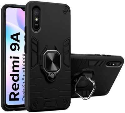 Loopee Back Cover for Mi Redmi 9A, Redmi 9i Megnetic Ring with Stand Case Defender Armor Kickstand(Black, Dual Protection, Pack of: 1)
