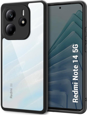 fonfox Back Cover for REDMI NOTE 14 5G | PREMIUM TRANSPARENT clear back panel | ENHANCED anti-slip grip(Transparent, Camera Bump Protector, Pack of: 1)