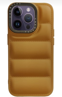 Jethuri Back Cover for iPhone 15 pro soft silicon puffer case(Brown, Camera Bump Protector, Silicon, Pack of: 1)