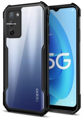 MOBILOVE Back Cover for Oppo A55 5G / Oppo A53s 5G | Four Corner Hybrid Soft PC Anti Clear Gel TPU Bumper Case(Black, Rugged Armor, Pack of: 1)