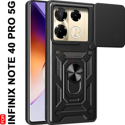 AelVouX Back Cover for Infinix Note 40 Pro 5G(Black, Ring Case, Pack of: 1)