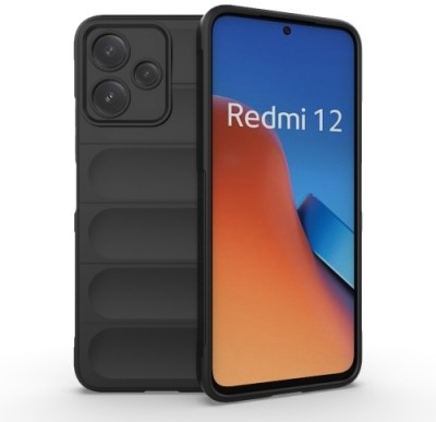 RUNICHA Back Cover for Redmi 12 5G(Black, Grip Case, Silicon, Pack of: 1)