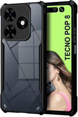 Binzokase Back Cover for Tecno Pop 8(Black, Camera Bump Protector, Pack of: 1)