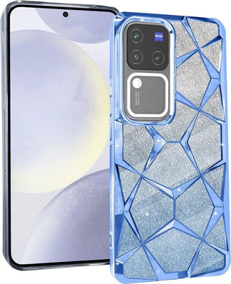 Bonqo Back Cover for vivo V30, vivo V30 Pro(Blue, Transparent, Dual Protection, Silicon, Pack of: 1)