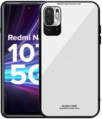 Caseworm Back Cover for Redmi Note 10T (5G) Toughened Glass Back and Silicon Case(White, Grip Case, Pack of: 1)