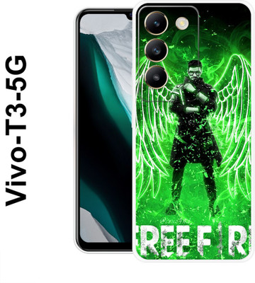 MOBIFLY Back Cover for Vivo T3 5G, Free, Fire, Gun, Game, Wings, 285(Green, Flexible, Pack of: 1)
