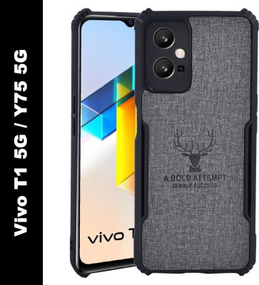 myamma Back Cover for VIVO T1 5G / VIVO Y75 5G / Vegan PU Leather / Corner Four Side Edges(Transparent, Camera Bump Protector, Pack of: 1)