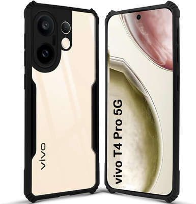 caseunik Back Cover for vivo T4 Pro 5G(Black, Camera Bump Protector, Silicon, Pack of: 1)