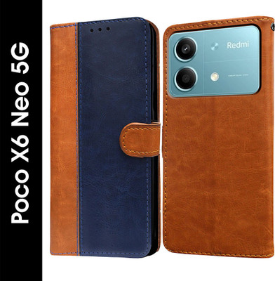 Casotec Back Cover for Poco X6 Neo 5G, Flip Cover(Blue, Pack of: 1)
