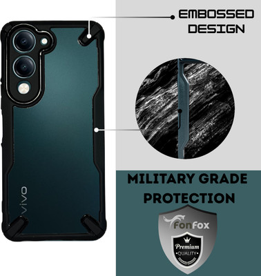 SUPER-ME Back Cover for Vivo Y04 / Y19 / Y29S / iQOO Z10 Lite / T4 Lite 5G | Titan Black Border |(Transparent, Hard Case, Pack of: 1)