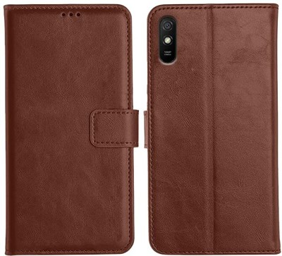 Takshiv Deal Flip Cover for Xiaomi Redmi 9A 9i(Brown, Dual Protection, Pack of: 1)