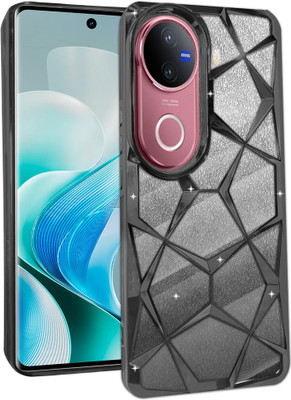 casohitech Back Cover for vivo V50 5G, V50e 5G, vivo V50 5G, V50 5G Elite Edition, Geometric 3D Cube, Diamond Bling Shiny(Black, Transparent, Camera Bump Protector, Pack of: 1)
