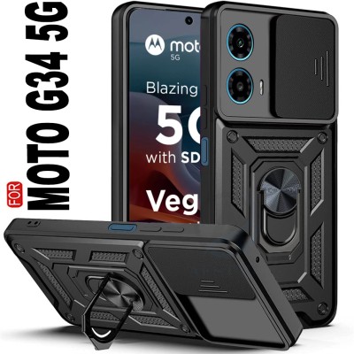 AESTMO Back Cover for Motorola Moto G34 5G(Black, Slider, Pack of: 1)