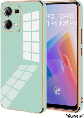 VAPRIF Back Cover for OPPO F21 Pro, Oppo F21s Pro, Golden Line, Premium Soft Chrome Case | Silicon Gold Border(Green, Shock Proof, Silicon, Pack of: 1)