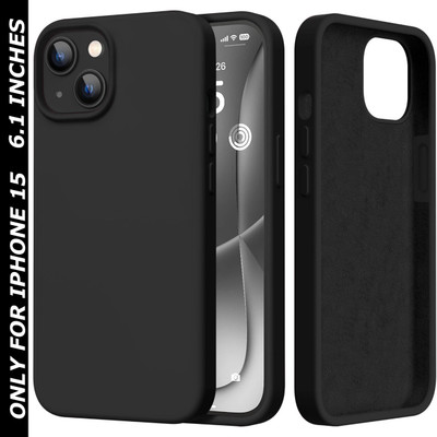 VONZEE Back Cover for Apple iPhone 15 Liquid Silicone 3 Layer Microfiber Cloth Lining Smooth Touch Case(Black, Shock Proof, Silicon, Pack of: 1)