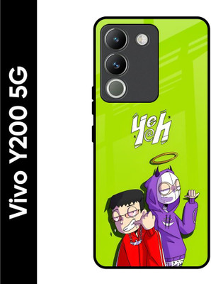 QRIOH Glass Back Cover for Vivo Y200 5G(Green, Grip Case, Pack of: 1)