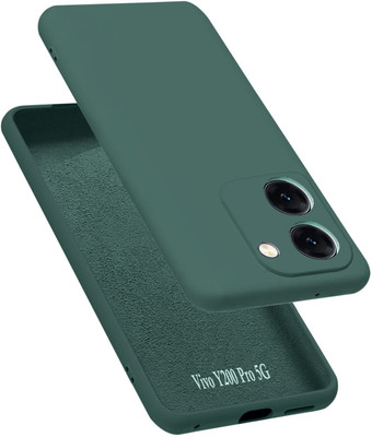 VAPRIF Back Cover for Vivo Y200 Pro 5G, vivo Y200 Pro 5G, Matte Rubberized Soft Silicone Protective Cloth Inside(Green, Dual Protection, Pack of: 1)