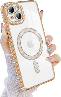 AEETZ Back Cover for iPhone 15 Silicone Diamond Stone New Style, Premium Design Protective New Back Cover/Case(Gold, Shock Proof, Silicon, Pack of: 1)